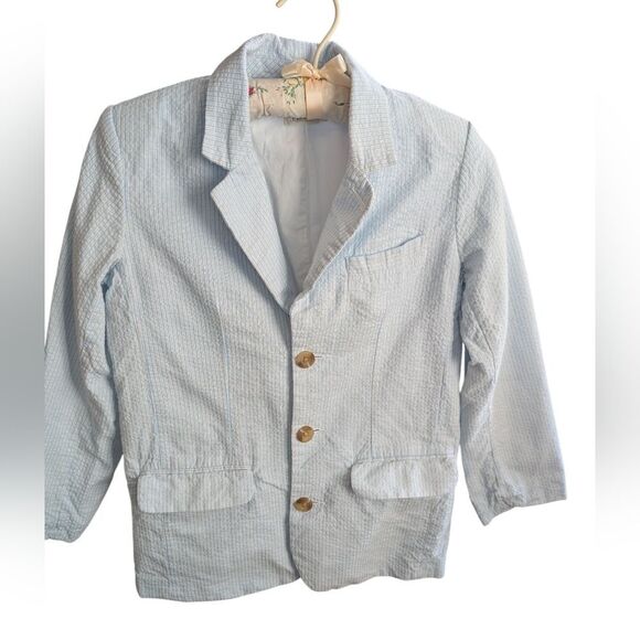 Boys Y2K Children's Place Blue White Seersucker Suit 7/8‎ Jacket Dress Pants - Picture 4 of 12